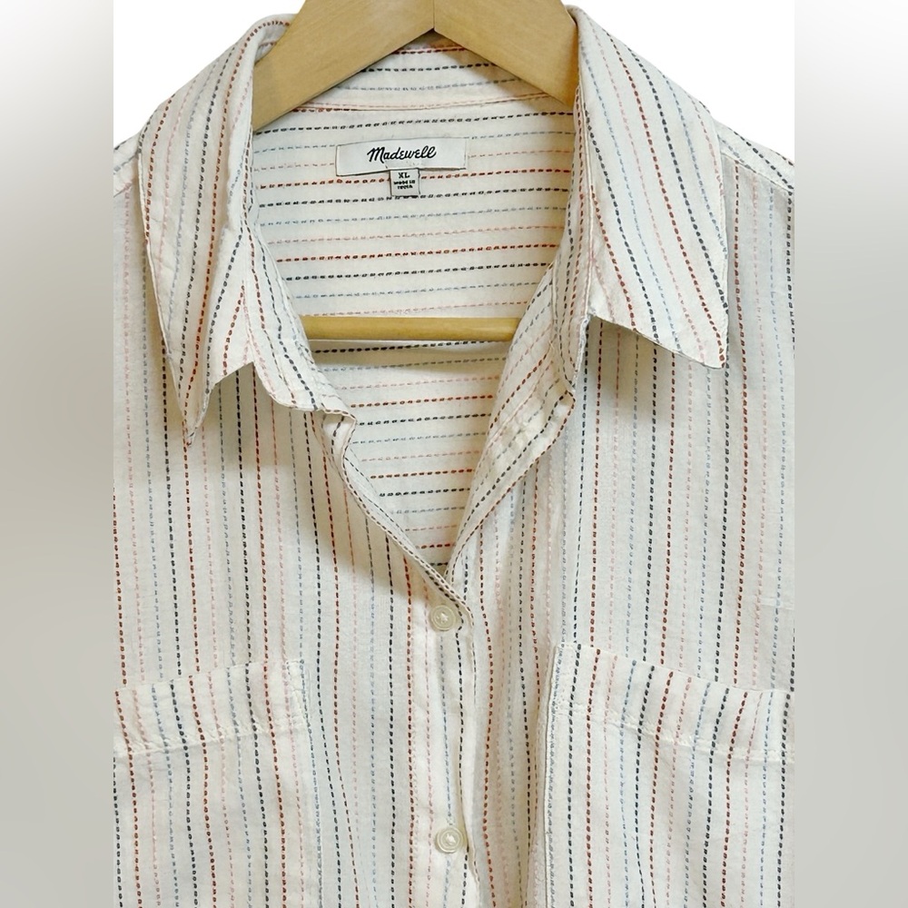 Madewell Cream Striped Button-Up Shirt - Picture 5 of 11